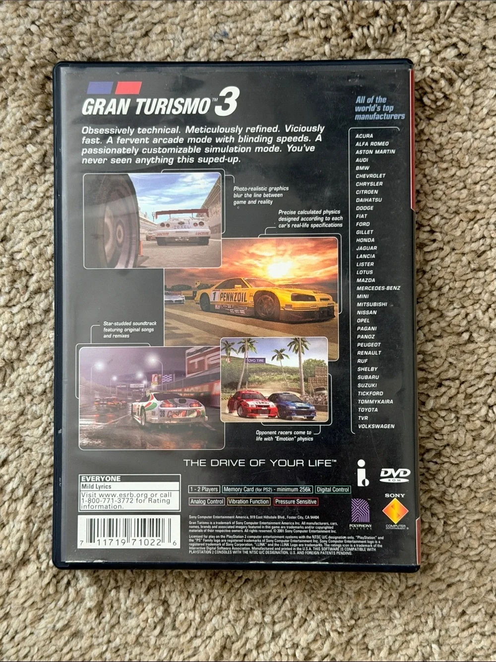 Sony Gran Turismo 3 A-Spec PlayStation 2 Game (Red/Blue/Black)
